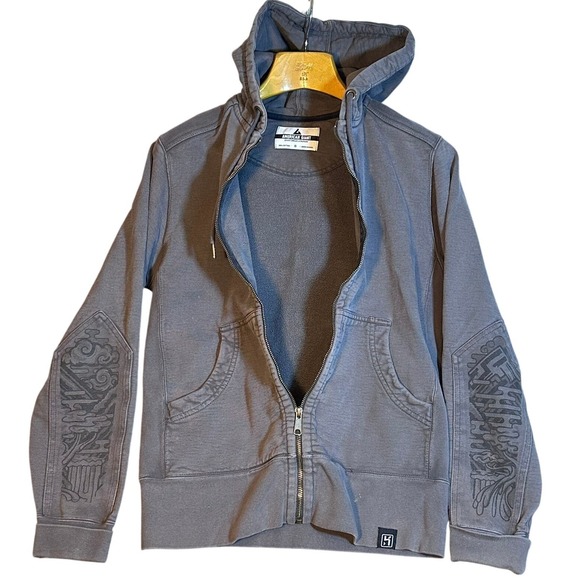 American Giant Other - American Giant Zip Hoodie Mens Small Gray Made in USA Rare Graphic Elbow Patch‎